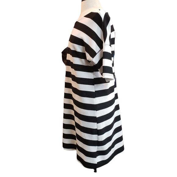 Painted Threads Dress Womens Large Midi Black White Short Sleeve Striped Pad7919 - Picture 3 of 10